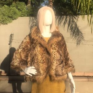 Faux leopard fur, oversized shrug jacket